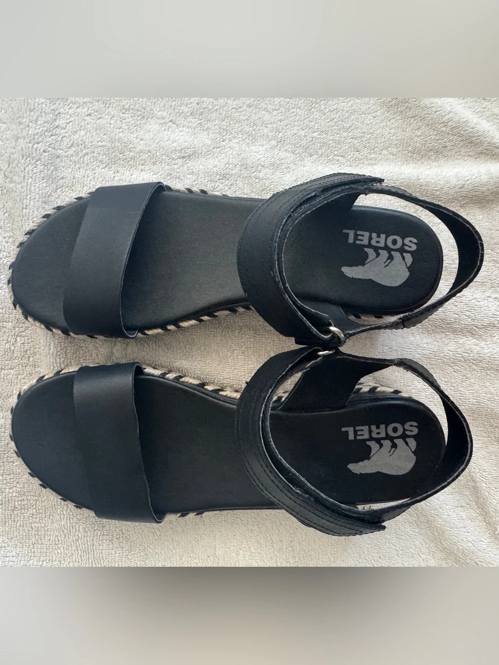 Sorel Black Woven-Trim Platform Sandals